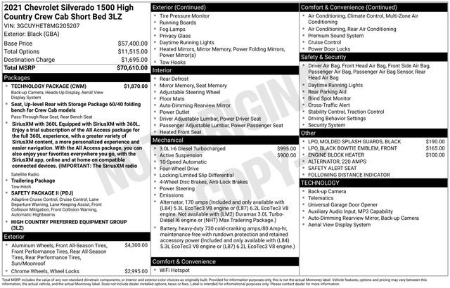 Certified 2021 Chevrolet Silverado 1500 High Country w/ Technology Package AWD/4WD image 38