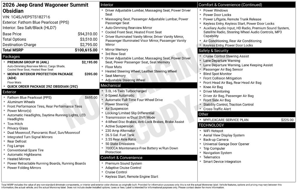 New 2026 Jeep Grand Wagoneer Summit w/ Premium Group III AWD/4WD image 3