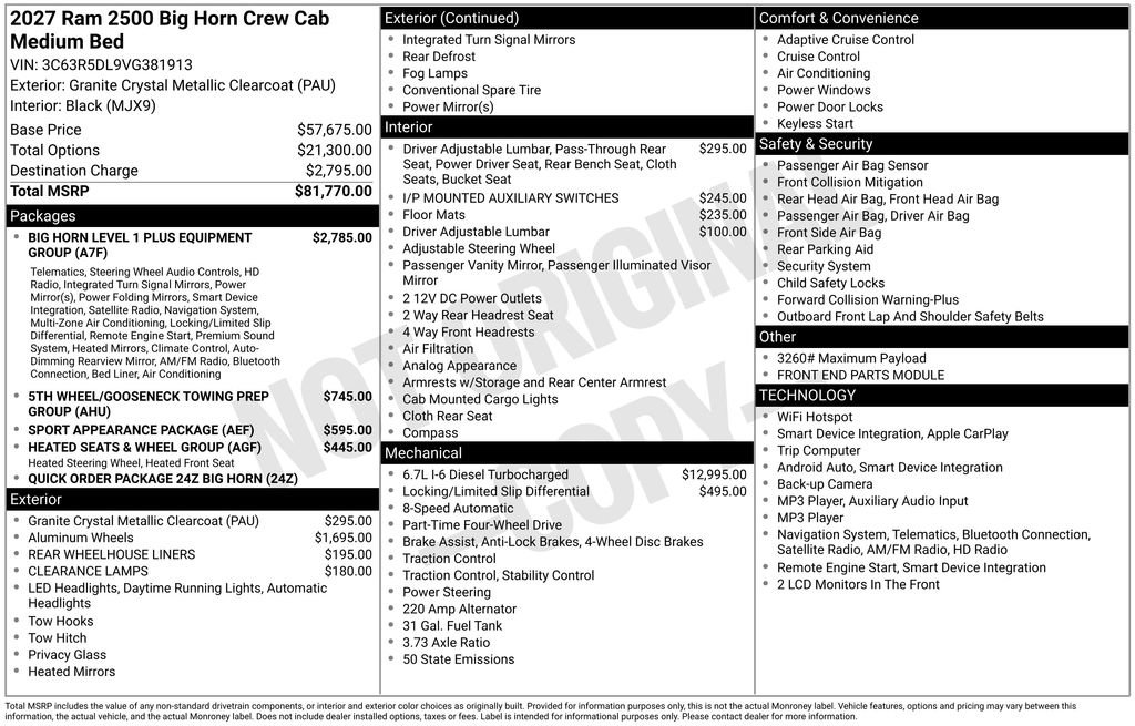 New 2027 RAM 2500 Big Horn AWD/4WD image 2