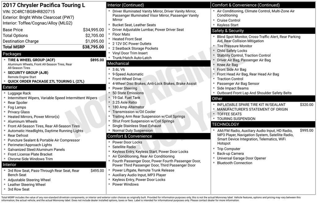Used 2017 Chrysler Pacifica Touring-L w/ Tire & Wheel Group image 31