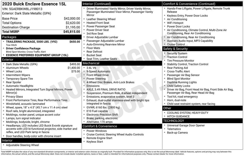 Used 2020 Buick Enclave Essence w/ Trailering Package, 5000 lbs. FWD image 28