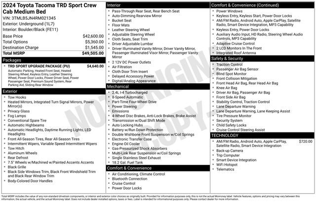 Used 2024 Toyota Tacoma TRD Sport w/ TRD Sport Upgrade Package AWD/4WD image 27