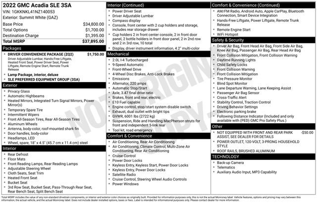 Certified 2022 GMC Acadia SLE w/ Driver Convenience Package image 4