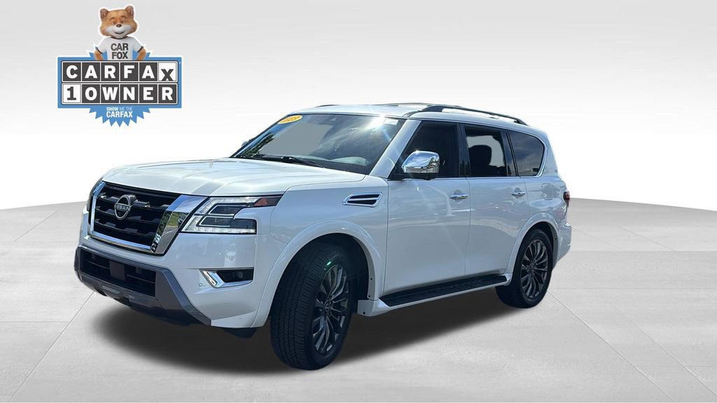 Used 2023 Nissan Armada Platinum w/ Captain's Chairs Package AWD/4WD video 3