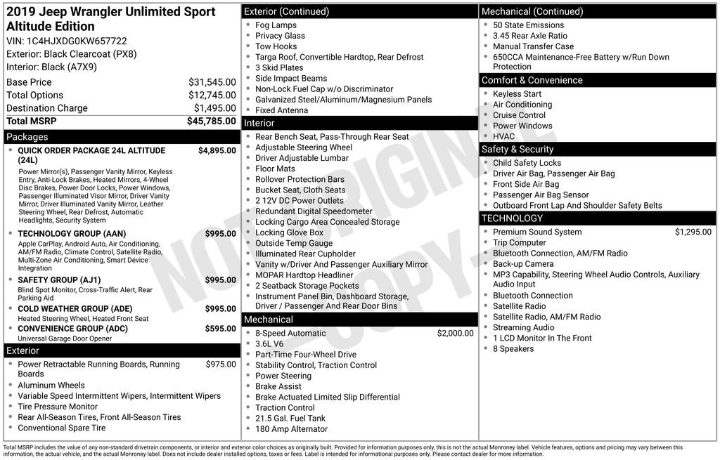 Used 2019 Jeep Wrangler Unlimited Sport AWD/4WD image 4