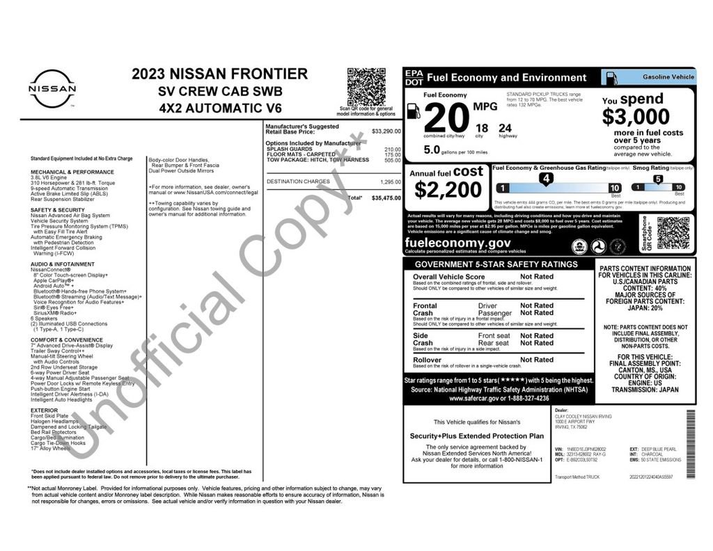 Used 2023 Nissan Frontier SV w/ Tow Package RWD image 4