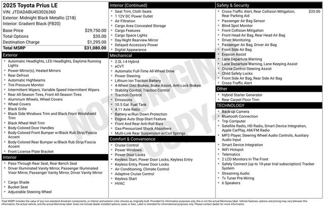 Certified 2025 Toyota Prius LE AWD/4WD image 32