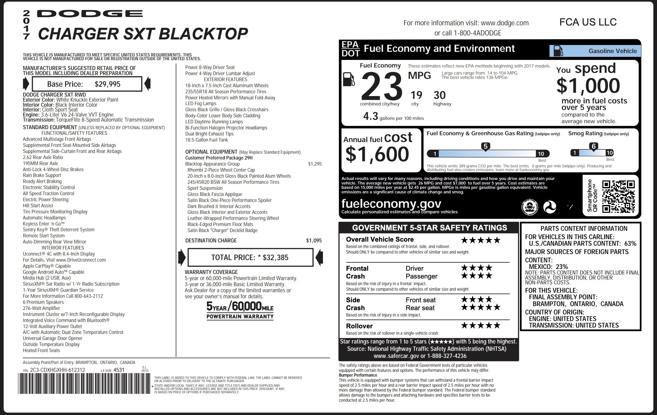Used 2017 Dodge Charger SXT w/ Blacktop Package image 2