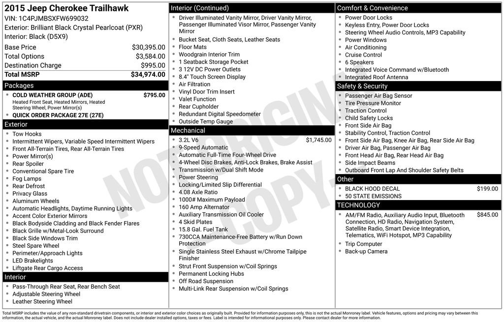 Used 2015 Jeep Cherokee Trailhawk w/ Cold Weather Group image 7