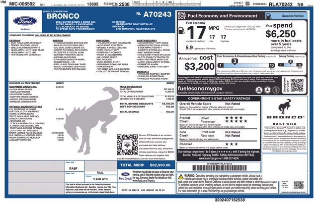 New 2024 Ford Bronco Outer Banks w/ Sasquatch Package AWD/4WD image 13
