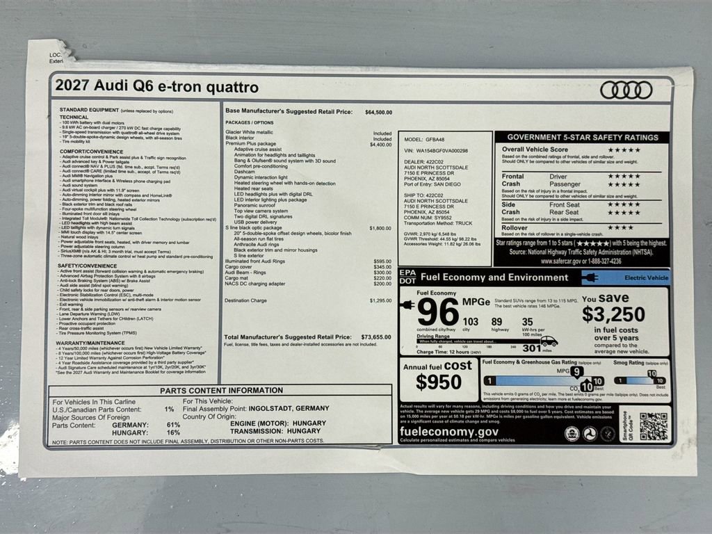 New 2027 Audi Q6 e-tron Premium Plus AWD/4WD image 9