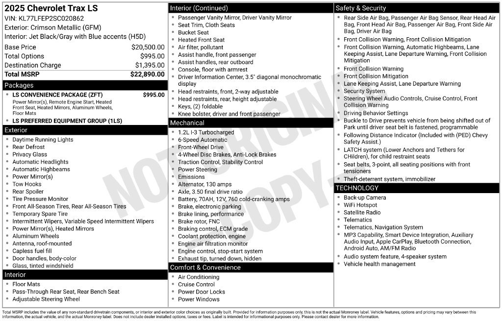 Used 2025 Chevrolet Trax LS w/ LS Convenience Package FWD image 32