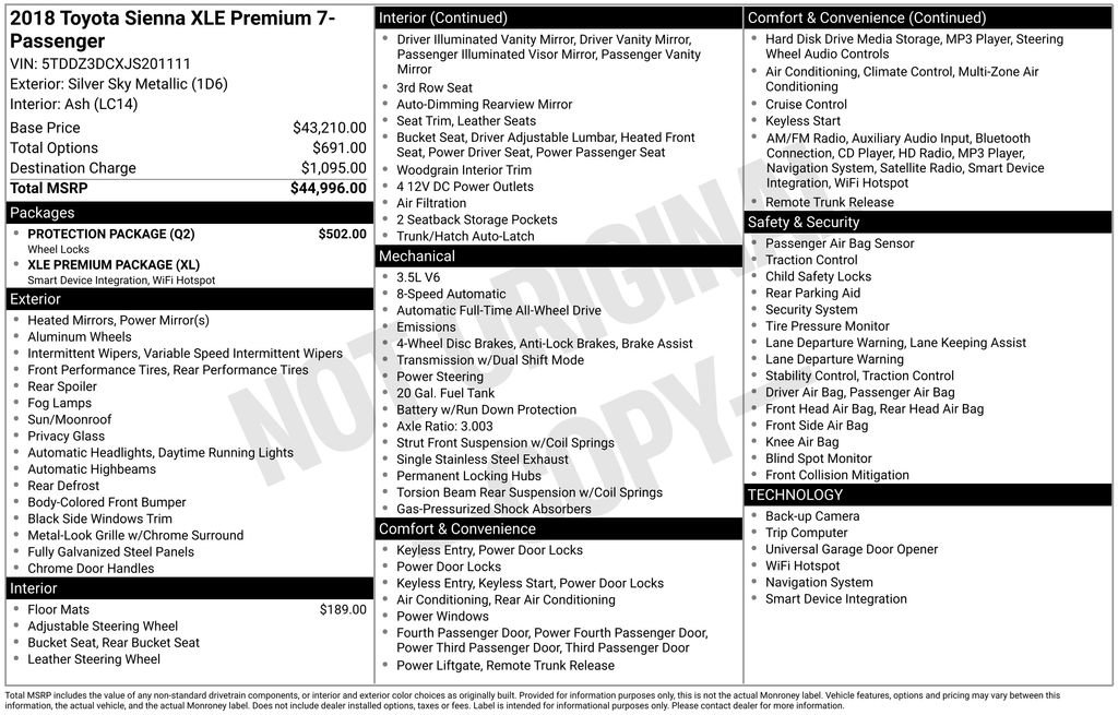 Used 2018 Toyota Sienna XLE Premium w/ Protection Package image 5