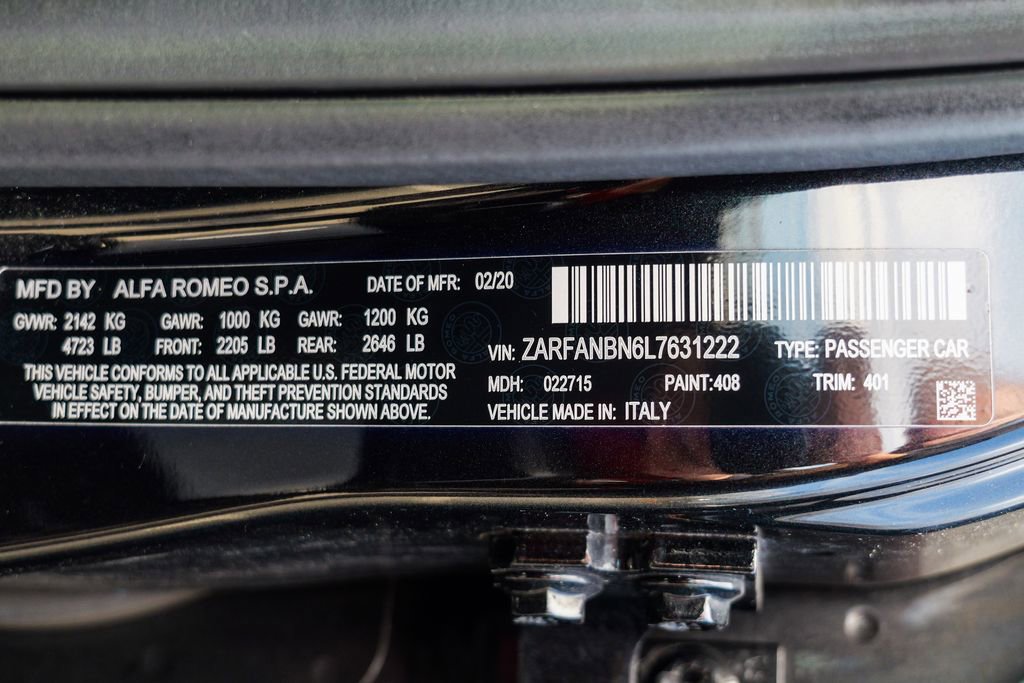 Used 2020 Alfa Romeo Giulia Ti Sport w/ Quick Order Package 22S Sport image 51