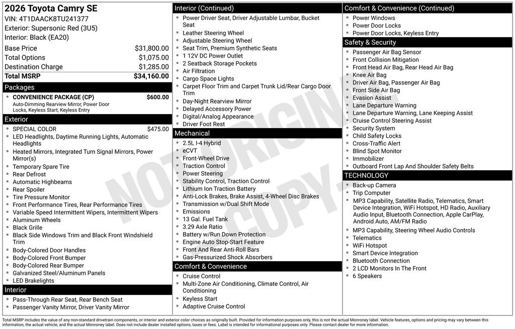 Used 2026 Toyota Camry SE w/ Convenience Package image 8