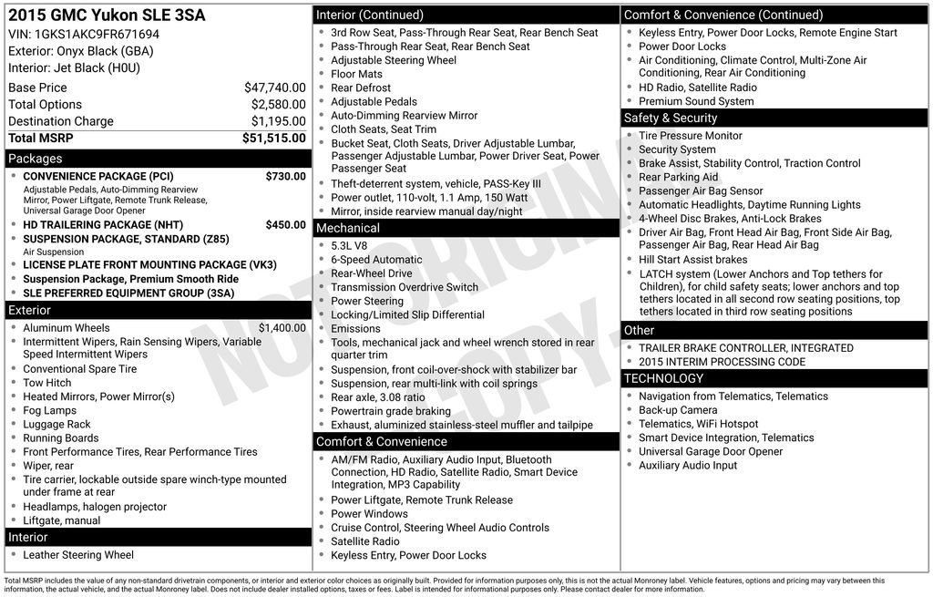 Used 2015 GMC Yukon SLE w/ Convenience Package image 7