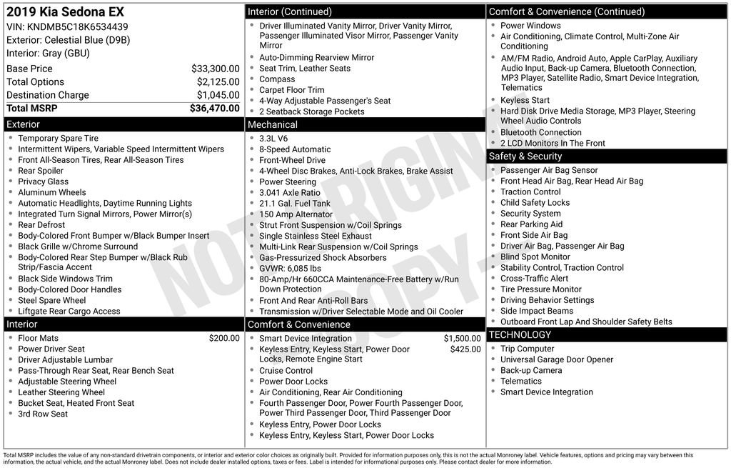 Used 2019 Kia Sedona EX image 34
