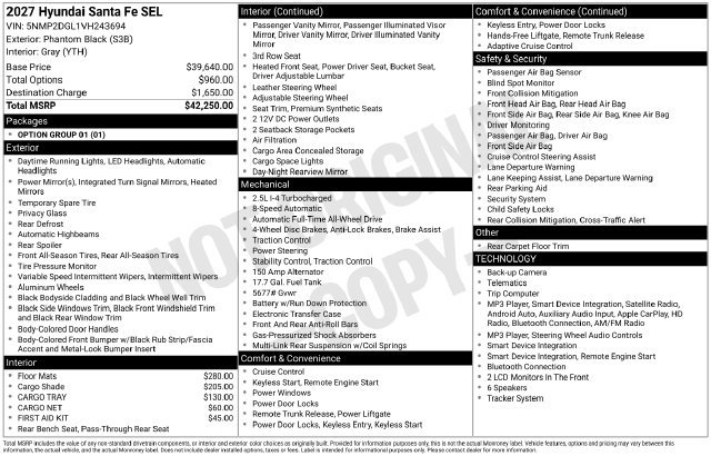 New 2027 Hyundai Santa Fe SEL AWD/4WD image 25