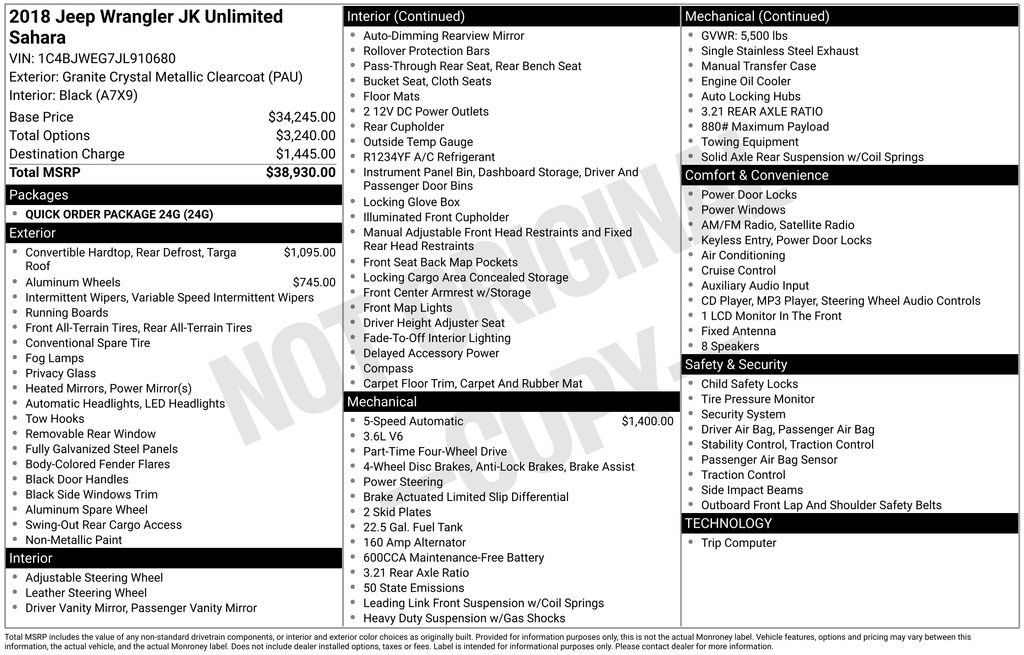 Used 2018 Jeep Wrangler Unlimited Sahara image 4