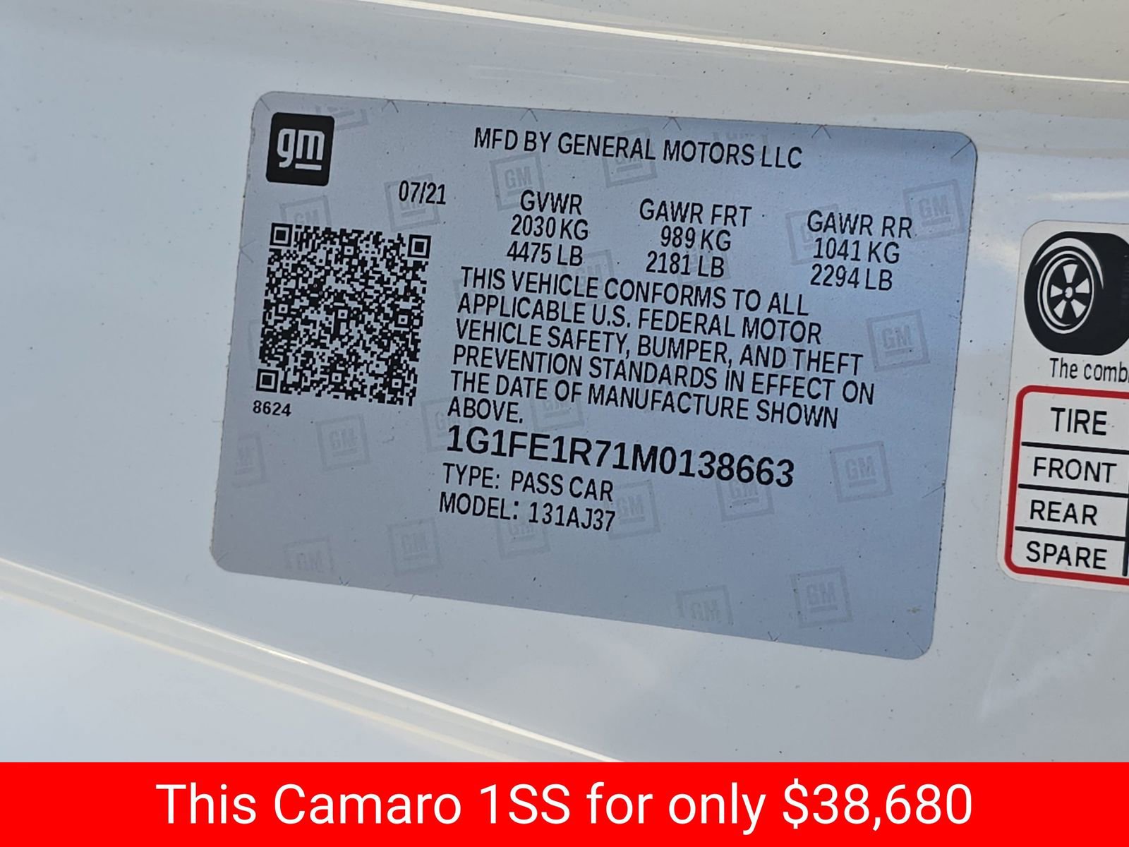 Used 2021 Chevrolet Camaro SS image 40