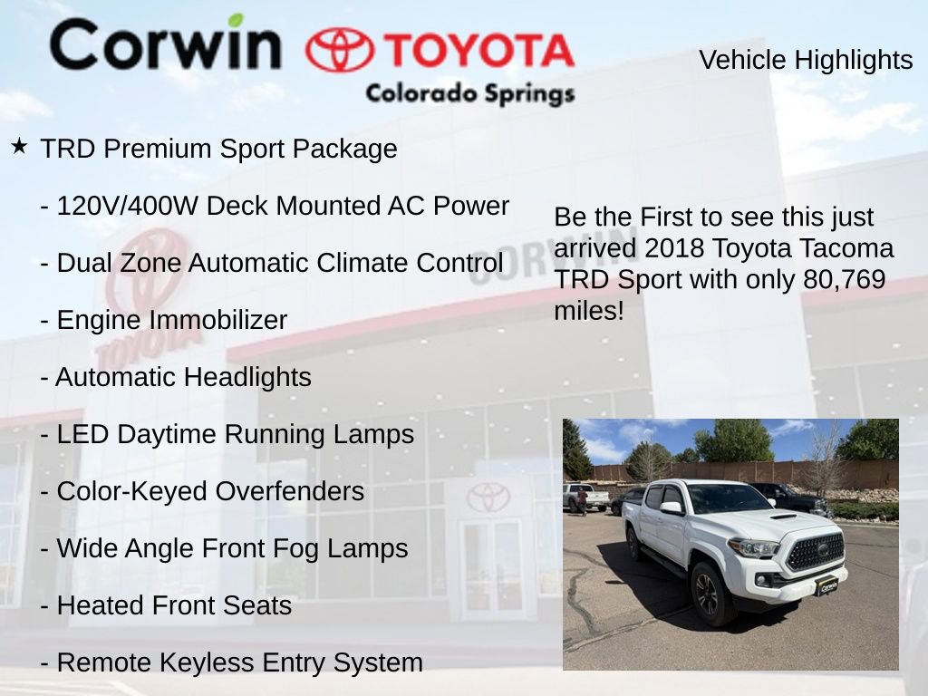 Used 2018 Toyota Tacoma TRD Sport w/ TRD Premium Sport Package AWD/4WD image 4