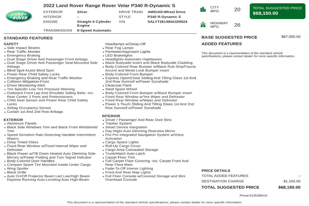 Used 2022 Land Rover Range Rover Velar R-Dynamic S AWD/4WD image 3