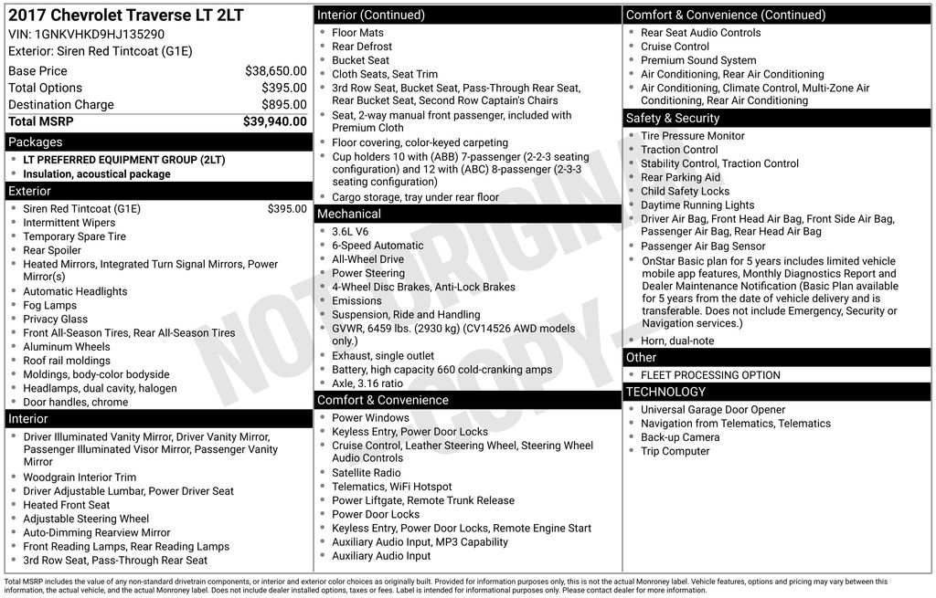 Certified 2017 Chevrolet Traverse LT AWD/4WD image 35