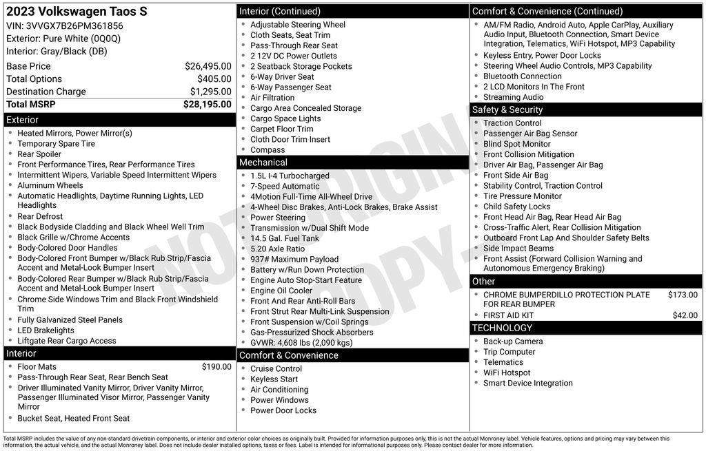 Certified 2023 Volkswagen Taos S AWD/4WD image 12