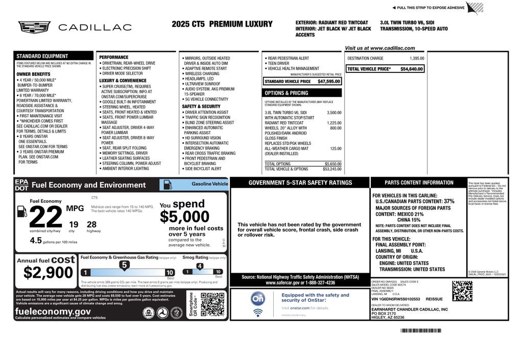Used 2025 Cadillac CT5 Premium Luxury image 2