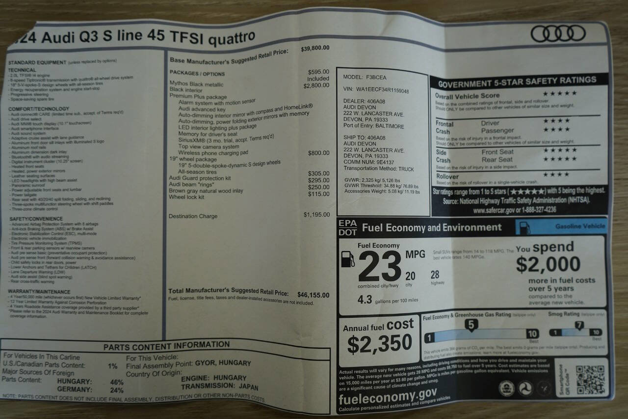 Used 2024 Audi Q3 2.0T Premium Plus w/ Premium Plus Package image 98