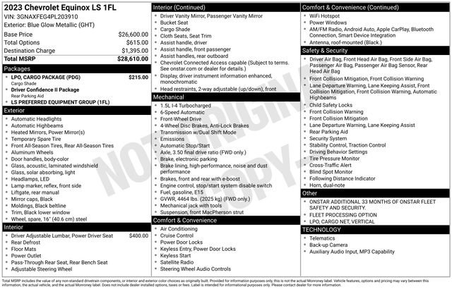 Used 2023 Chevrolet Equinox LS w/ LPO, Cargo Package FWD image 4