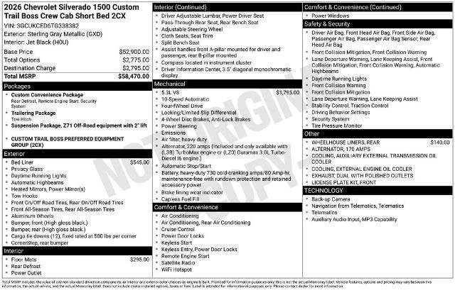 New 2026 Chevrolet Silverado 1500 Custom Trail Boss AWD/4WD image 26