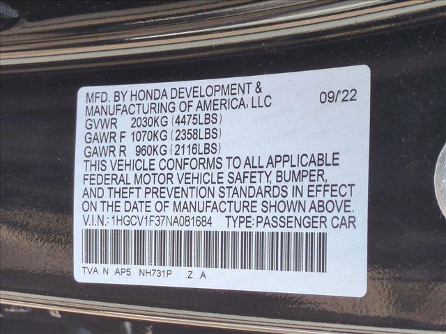 Certified 2022 Honda Accord Sport image 23