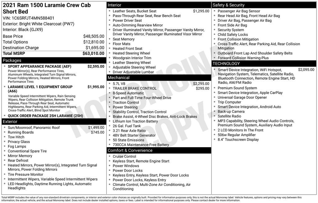 Used 2021 RAM 1500 Laramie w/ Sport Appearance Package AWD/4WD image 6