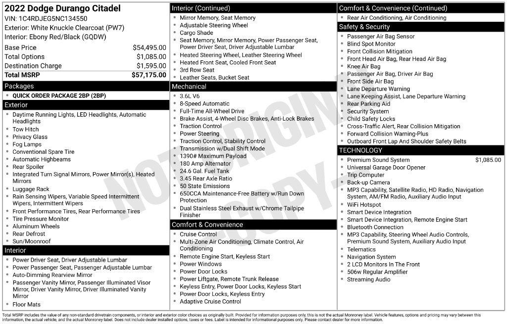 Used 2022 Dodge Durango Citadel AWD/4WD image 16