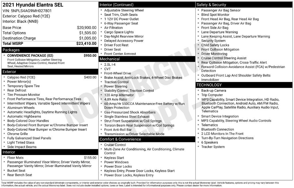 Used 2021 Hyundai Elantra SEL w/ Convenience Package FWD image 16