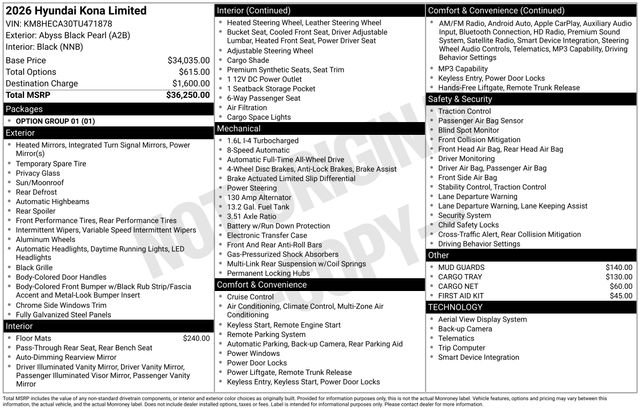 New 2026 Hyundai Kona Limited AWD/4WD image 25