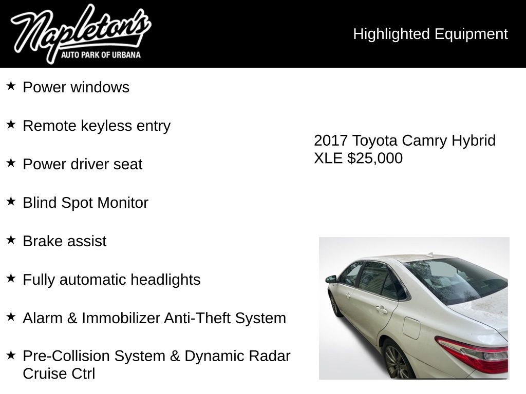 Used 2017 Toyota Camry XLE w/ Moonroof Package FWD image 3