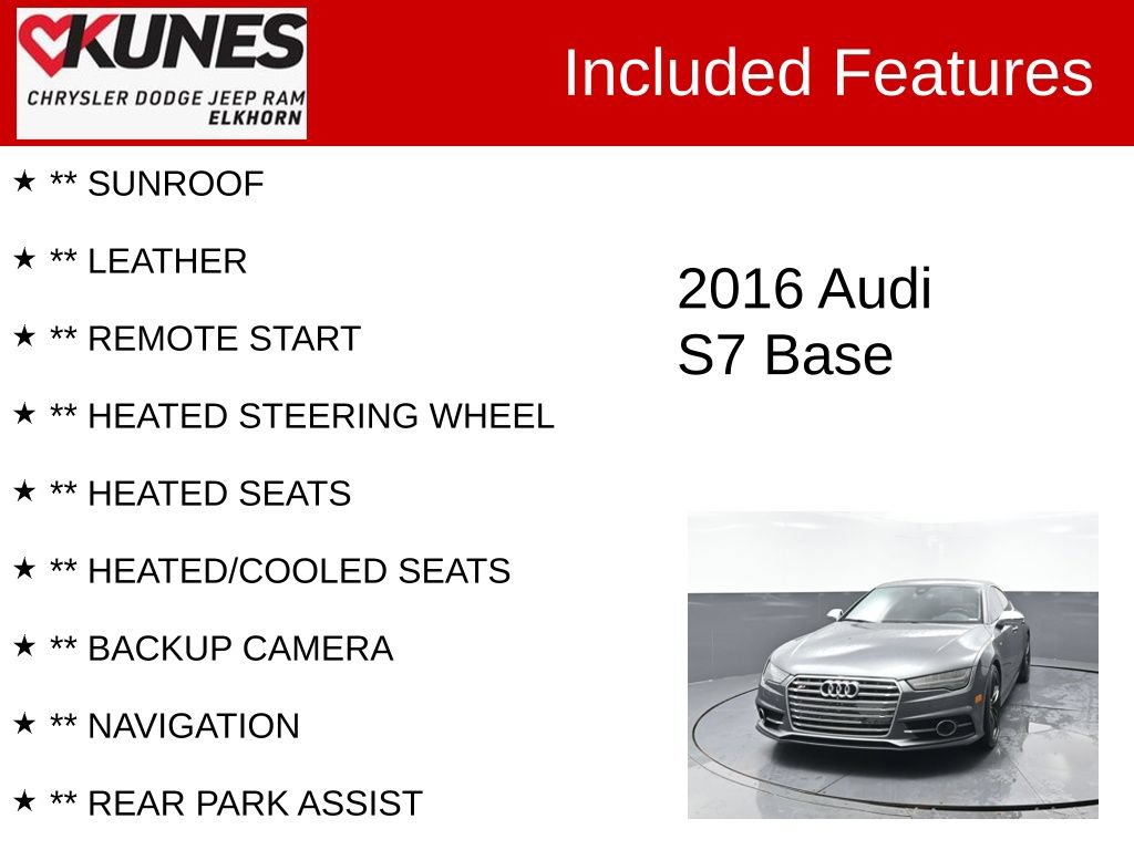 Used 2016 Audi S7 w/ Driver Assistance Package AWD/4WD image 3