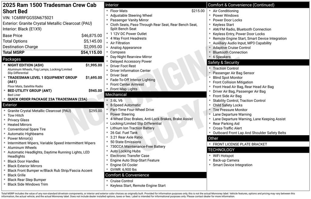 Used 2025 RAM 1500 Tradesman w/ Night Edition AWD/4WD image 48