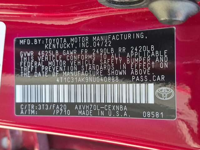 Certified 2022 Toyota Camry LE FWD image 24