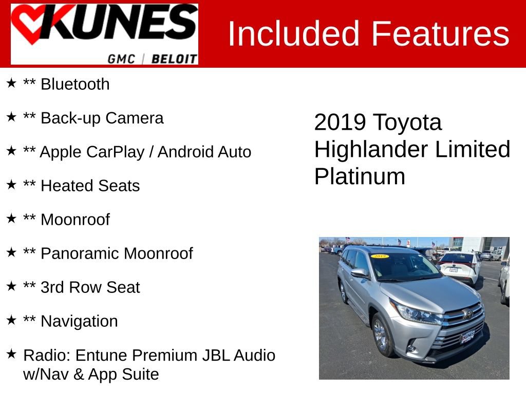 Used 2019 Toyota Highlander Limited Platinum AWD/4WD image 2