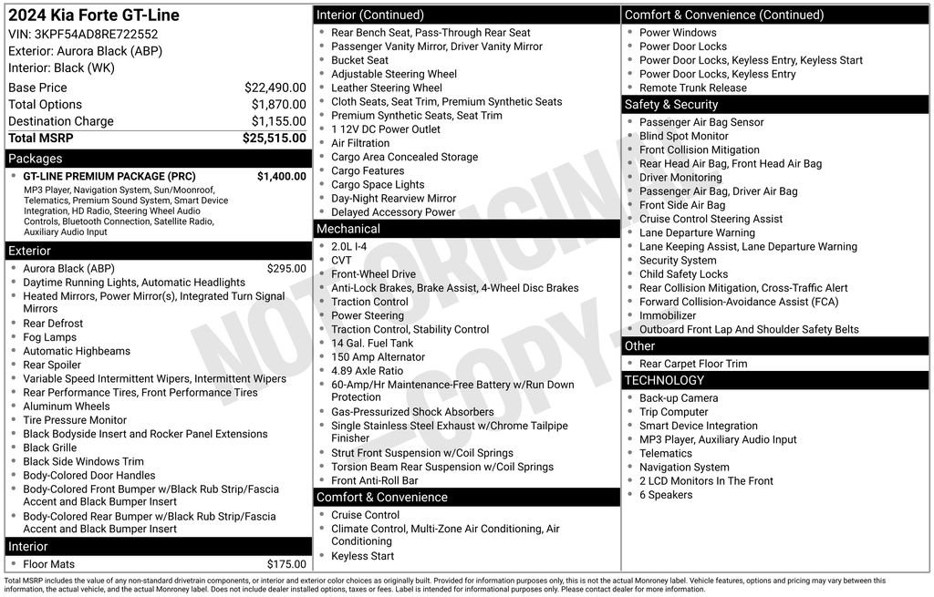 Certified 2024 Kia Forte GT-Line w/ GT-Line Premium Package FWD image 36