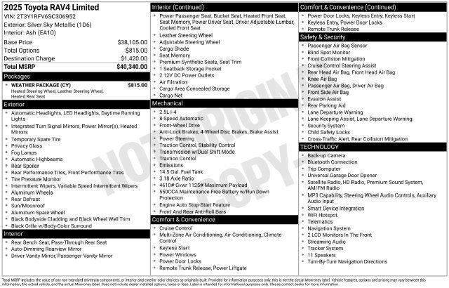 Used 2025 Toyota RAV4 Limited w/ Weather Package FWD image 28