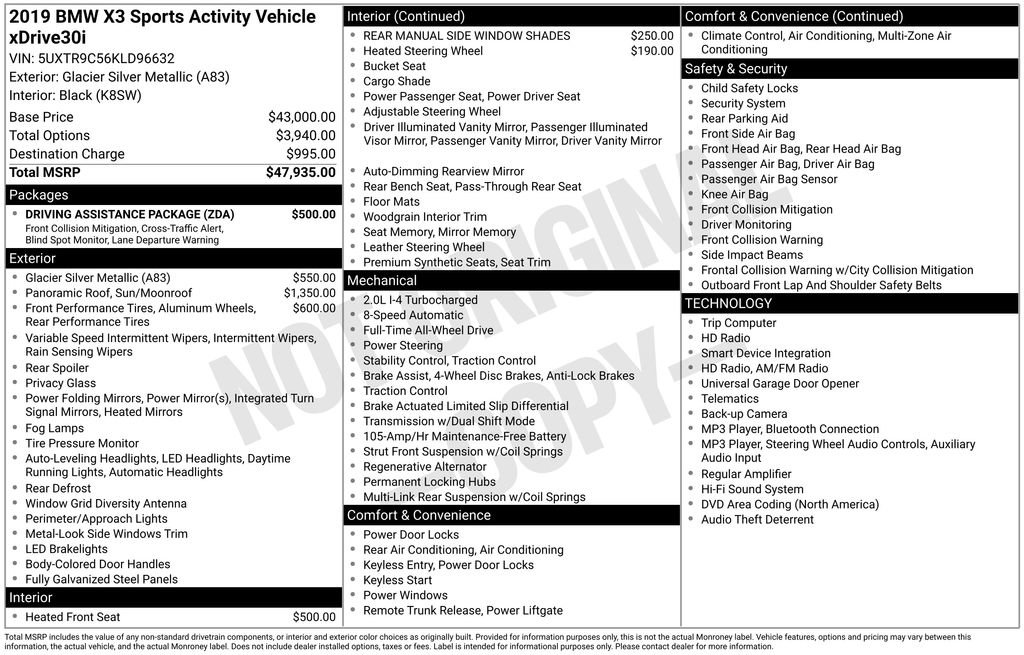 Used 2019 BMW X3 xDrive30i w/ Driving Assistance Package AWD/4WD image 6
