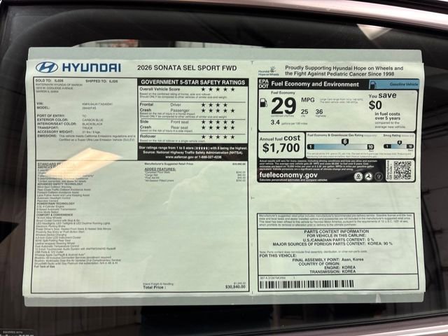 New 2026 Hyundai Sonata SEL image 28