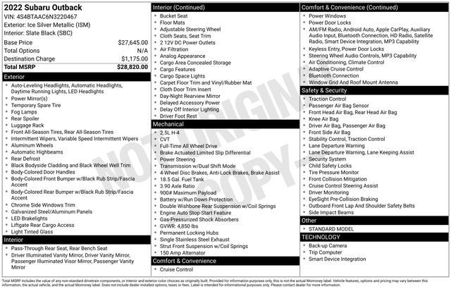 Used 2022 Subaru Outback 2.5i image 5