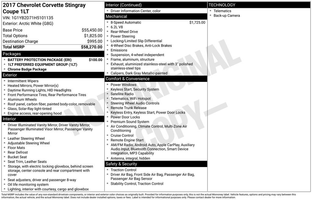 Used 2017 Chevrolet Corvette Stingray Coupe w/ Battery Protection Package RWD image 2