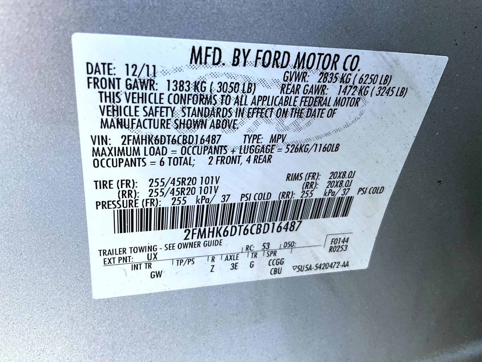 Used 2012 Ford Flex Titanium w/ Equipment Group Order Code AWD/4WD image 29