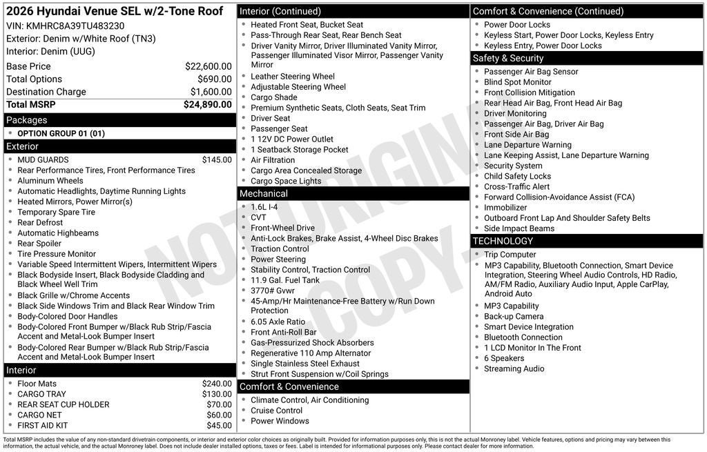 New 2026 Hyundai Venue SEL FWD image 20
